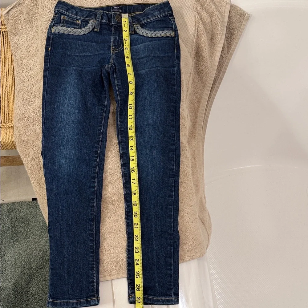 GAP Kids Dark Blue Super Skinny Fit Jeans with Braided Detail Size 7